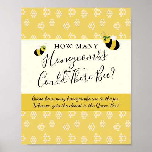 Bee Baby Shower Game Guess How Many Honeycombs Poster