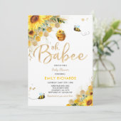 Bee Baby Shower Gender Neutral Floral Babee Shower Invitation (Standing Front)