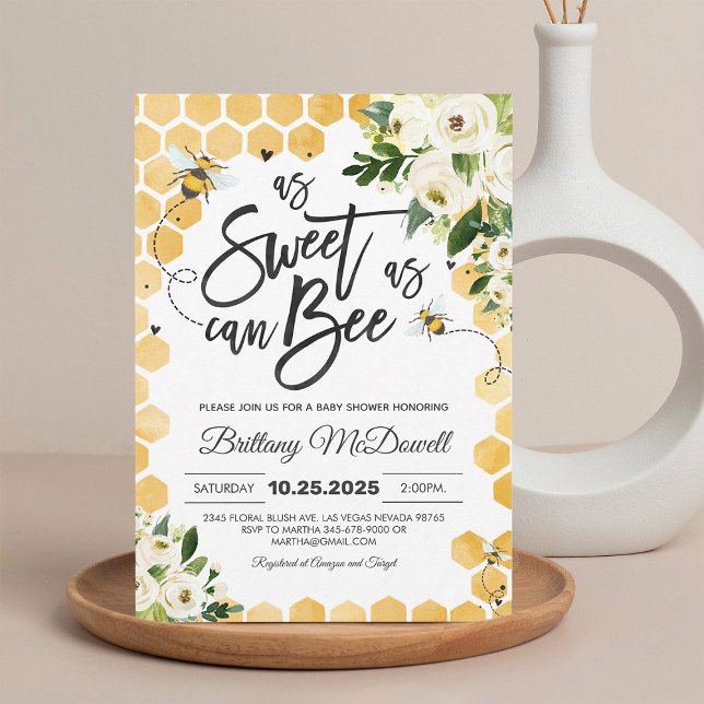 Bee Baby Shower Gender Neutral Invitation  (Creator Uploaded)