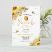 Bee Baby Shower Gender Neutral Parents To Bee Invitation (Standing Front)