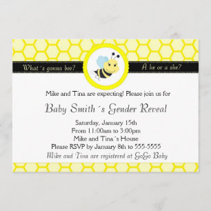Bee Baby Shower Gender Reveal Invitation