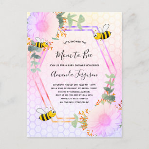 Bee Baby shower girl floral greenery mom to bee Invitation Postcard