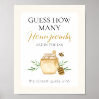 Bee Baby Shower Guess How Many Game Table Sign