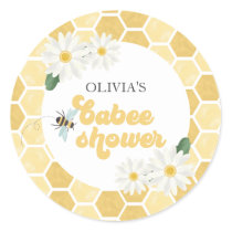 Bee Baby Shower honeycomb and daisies Classic Round Sticker