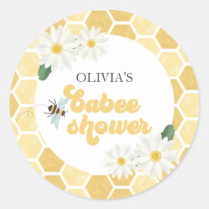 Bee Baby Shower honeycomb and daisies Classic Round Sticker