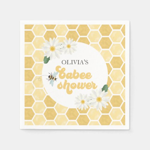 Bee Baby Shower honeycomb and daisies Napkins