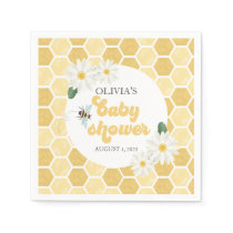 Bee Baby Shower honeycomb and daisies Napkins
