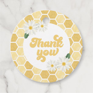 Bee Baby Shower honeycomb and daisies Thank You Favor Tags