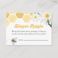 Bee Baby Shower honeycomb daisies diaper raffle Enclosure Card