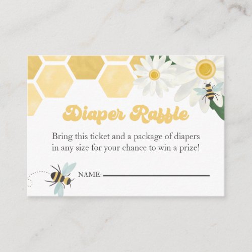 Bee Baby Shower honeycomb daisies diaper raffle Enclosure Card