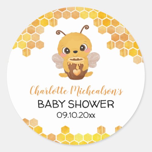 Bee Baby Shower Honeycomb Neutral Classic Round Sticker