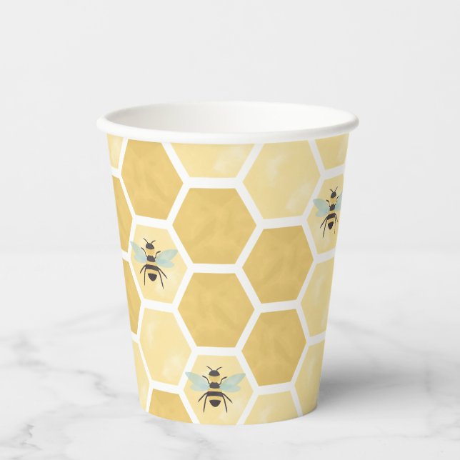 Bee Baby Shower honeycomb Paper Cups (Front)