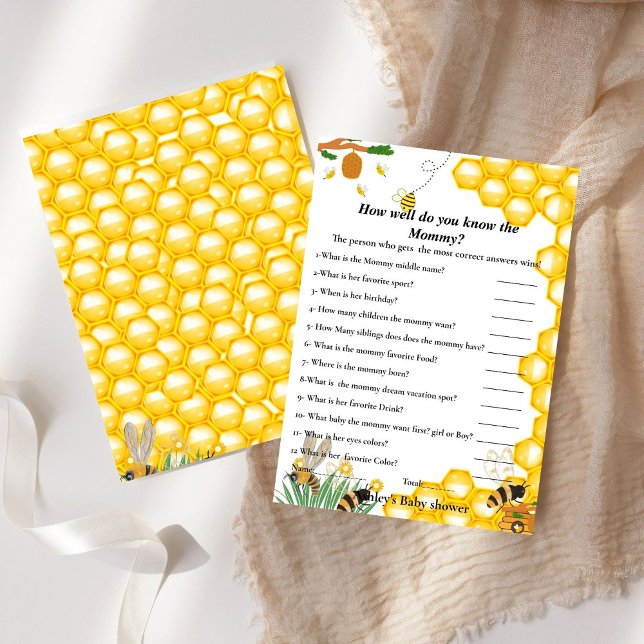 Bee Baby shower How well you know mommy game card  (Creator Uploaded)