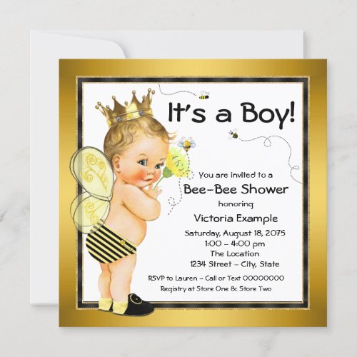 Bee Baby Shower Invitation