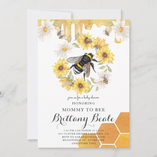 Bee Baby Shower Invitation (Front)