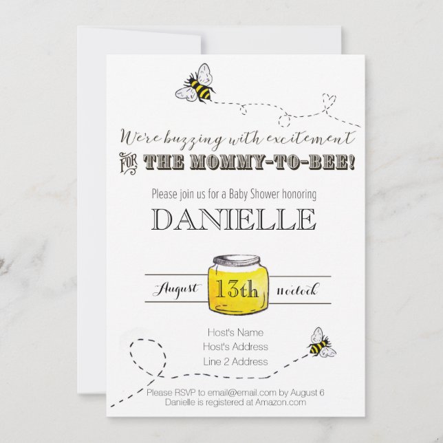 Bee Baby Shower Invitation (Front)
