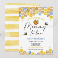 Bee Baby Shower Invitation Blue Mommy To Bee