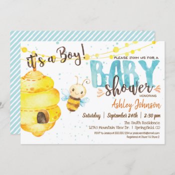 Bee Baby Shower Invitation  Boy Invitation by Card_Stop at Zazzle
