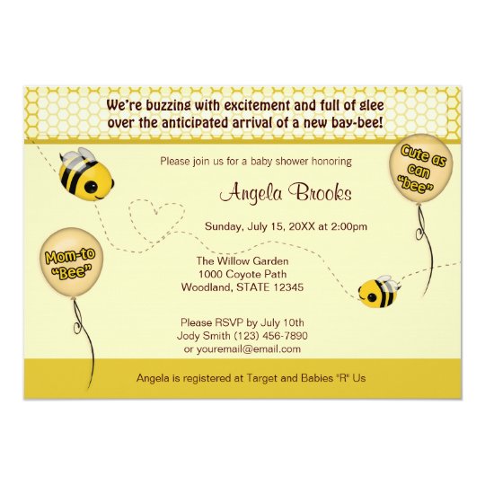 BEE Baby Shower Invitation - Cute as can "bee"