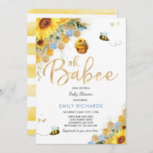 Bee Baby Shower Invitation Floral Babee Shower
