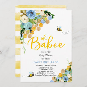 Bee Baby Shower Invitation Floral Babee Shower