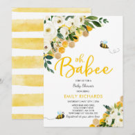Bee Baby Shower Invitation Floral Babee Shower