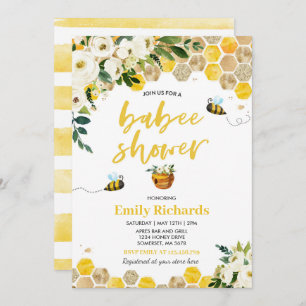 Bee Baby Shower Invitation Floral Babee Shower