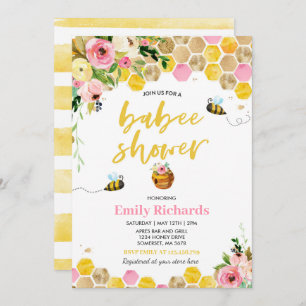 Bee Baby Shower Invitation Floral Babee Shower