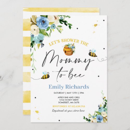 Bee Baby Shower Invitation Floral Mommy To Bee