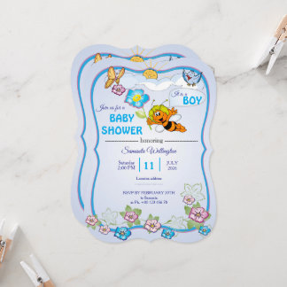 Bee Baby Shower Invitation for boy