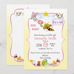 Bee Baby Shower Invitation for Girl