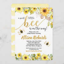 Bee baby shower invitation girl yellow bumblebee