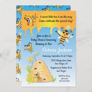Bee Baby Shower Invitation with beehive