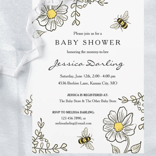 Bee Baby Shower Invitations for Bumble Bee Shower