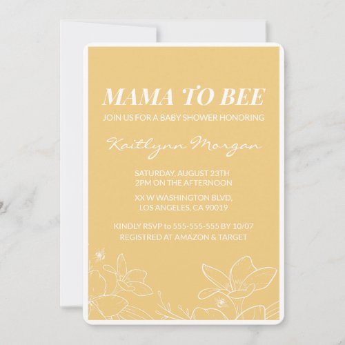 Bee baby shower invitations Modern Yellow