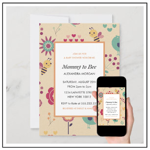 Bee baby shower invitations Mommy to bee Floral