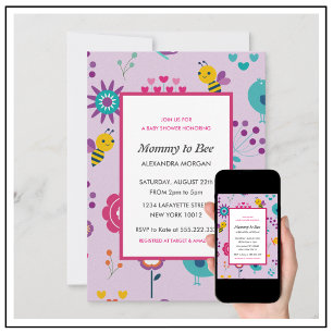 Bee baby shower invitations Mommy to bee Floral