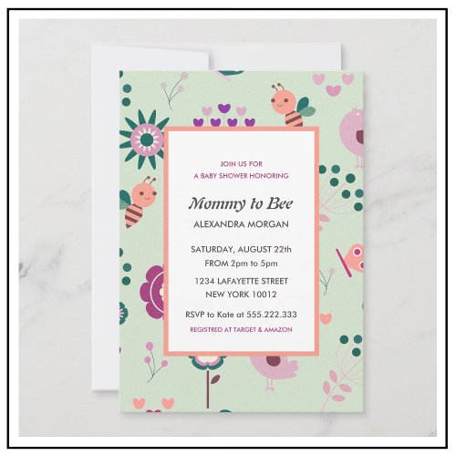 Bee baby shower invitations Mommy to bee Floral