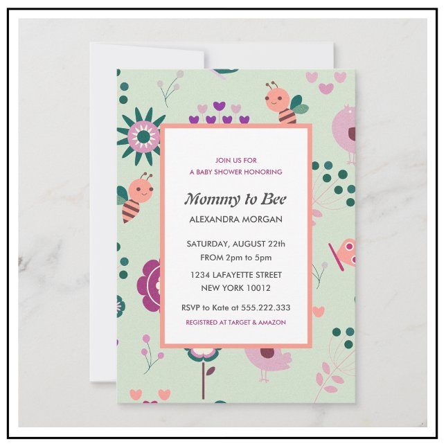 Bee baby shower invitations Mommy to bee Floral (Creator Uploaded)