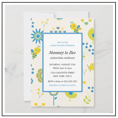 Bee baby shower invitations Mommy to bee Floral