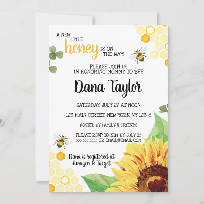Personalized Spring Summer Sunflower Clover Honey Bridal Shower Wedding Favor 