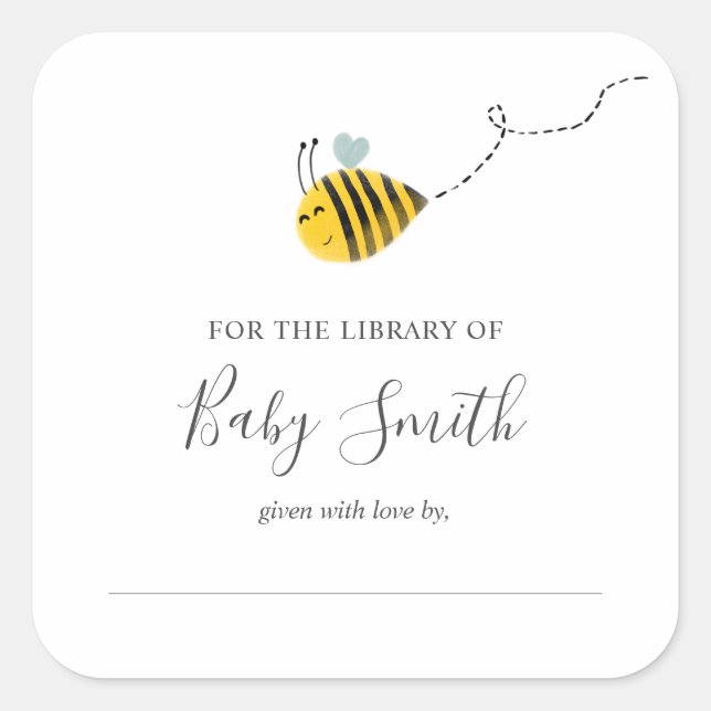 Bee Baby Shower Library Square Sticker (Front)