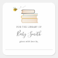 Bee Baby Shower Library Square Sticker