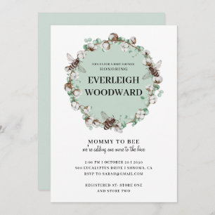 Bee Baby Shower Mint Green Invitation