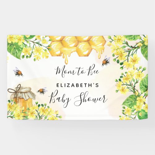 Bee Baby Shower mom to bee yellow florals Banner