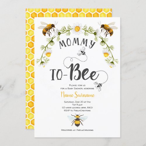 Bee Baby Shower Mommy to_be Invitation
