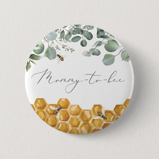 Bee Baby Shower Mommy to Bee Button (Front)