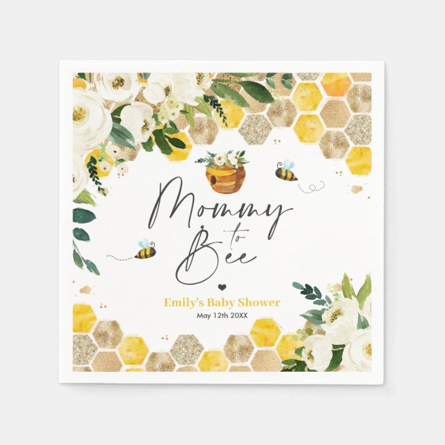 Bee Baby Shower Mommy To Bee Gender Neutral Decor Napkins (Front)