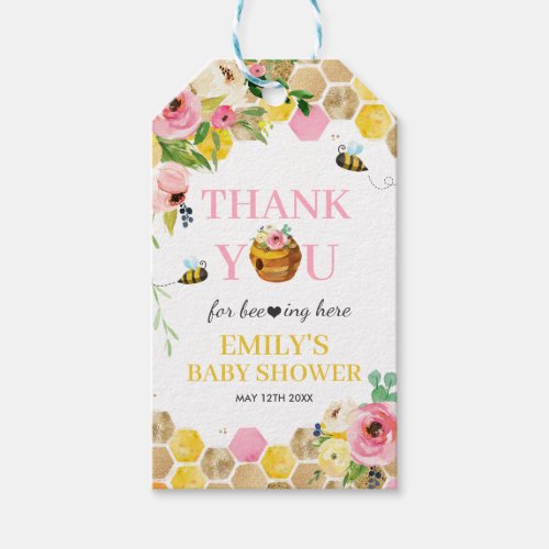 Bee Baby Shower Mommy To Bee Pink Spring Floral Gift Tags