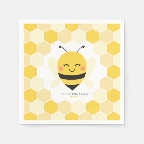 Bee Baby Shower Napkins with Honeycomb Design
